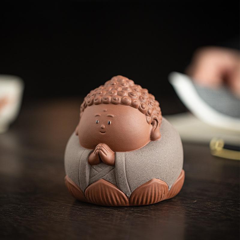 仏像 かわいい ミニ 如来 観音菩薩 紫砂陶器 工芸品 禅風 茶室 和室 飾り棚 卓上 デスク インテリア 置物 オブジェ 癒し 中華風