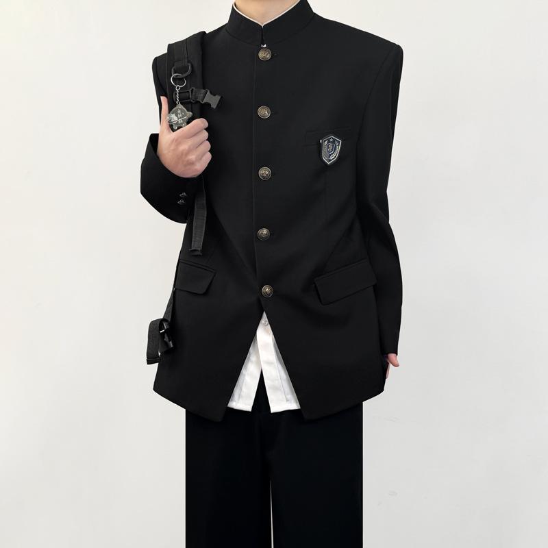 学幽客 メンズ 成人男性用 詰襟 大学生服 日系 青春風 上衣 アウター ポリエステル混紡 ゆったり 心地よい 通学 普段使い走り 歳月 黒いこと 米国海軍 薄墨色