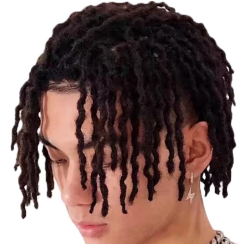 ウィッグ カツラ メンズ ヘアピース ドレッドヘア ショート 手編み 人工毛 耐熱ファイバー ブラック 簡単装着 一体型 自然な質感 ファッション イメチェン