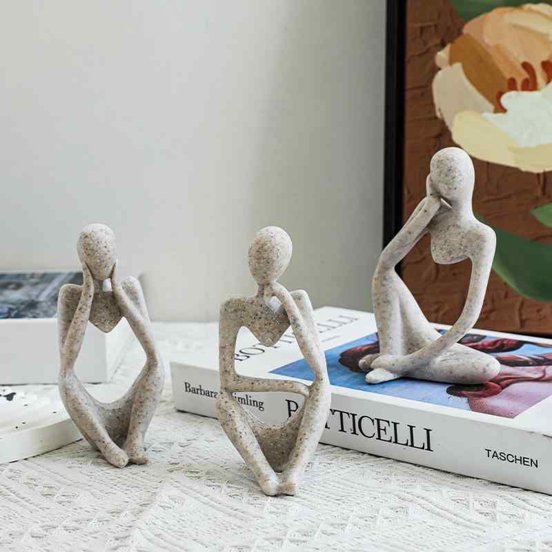 楽天市場】置物 オブジェ 人物 現代アート ミニマリスト読書 思索者