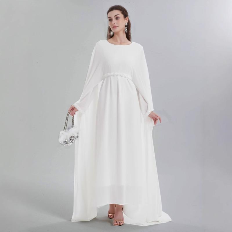 セットアップ レディース 女性用 中東風 イスラム アバヤ シフォン ショール アウター ロングワンピース 長袖 ポリエステル 快適 カジュアル ツーピース 6,214円