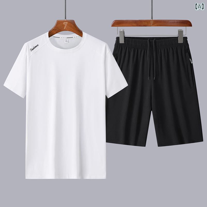 セットアップ メンズ ミドルエイジ 半袖 Tシャツ ショートパンツ 2点セット 純綿 コットン 薄手 軽量 夏 スポーツ カジュアル 部屋着 普段使い