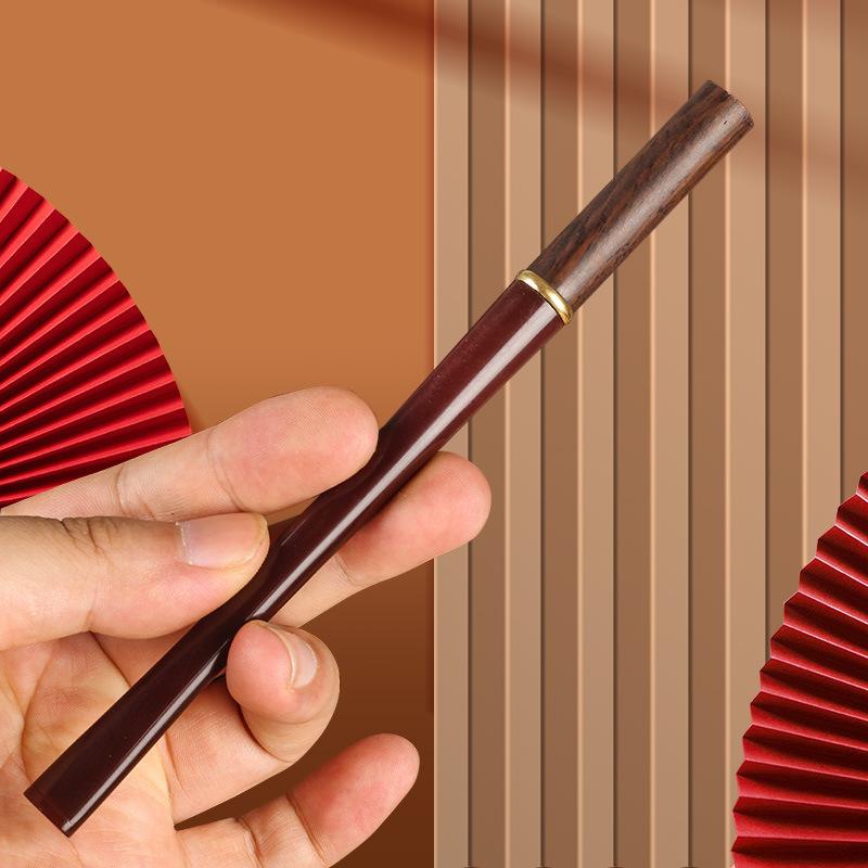 喫煙具 メンズ 男性用 シガレットホルダー 17cm ロング 延長タイプ 紫檀 木製 無垢材 フィルター内蔵 洗浄可能 繰り返し使える 3WAY 太中細対応 喫煙グッズ