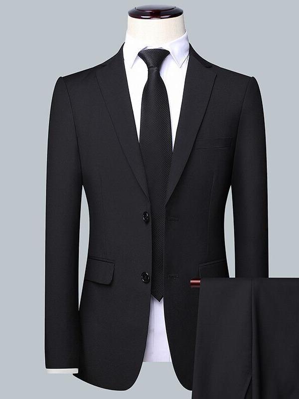 スーツ 男性用 スリムフィット 韓国風 2つボタン ツーピース フォーマル 新郎 介添人 礼服 ウェディング 結婚式 披露宴 パーティー ビジネス 冠婚葬祭 混紡素材
