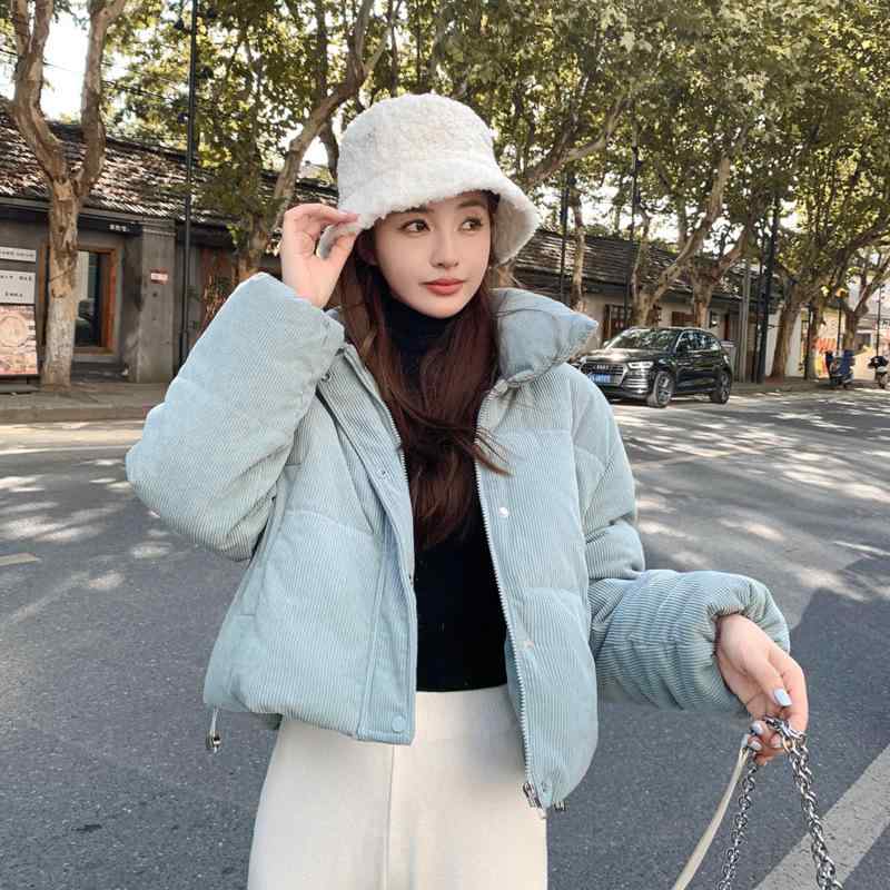 中綿ジャケット レディース 女性用 コーデュロイ ショート丈 クロップド丈 低身長 小柄向け スリムフィット 襟付き 秋冬 防寒アウター 通勤 オフィス エレガント