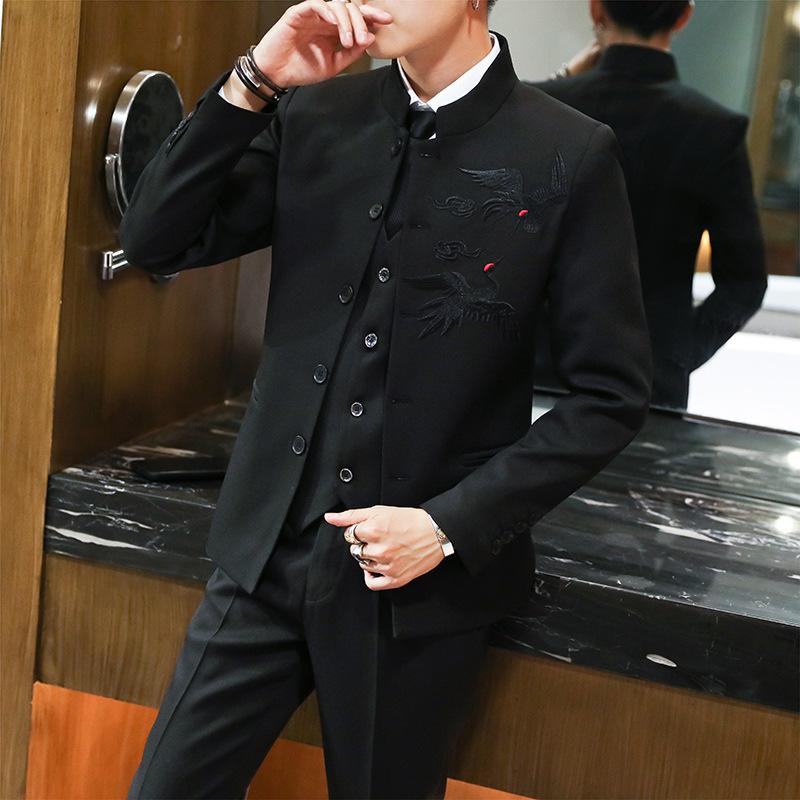 スーツ メンズ 新郎 結婚式 介添人 礼服 フォーマル ビジネス カジュアル セットアップ 2点セット スリムフィット 韓国風 春秋 化繊 ナイロン ブラック ネイビー ワインレッド ライトグレー
