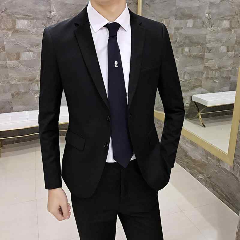 スーツ 男性用 韓国風 スリムフィット 結婚式 披露宴 礼服 2つボタン 無地 ビジネス オフィス フォーマル セットアップ ジャケット スラックス 2ピース