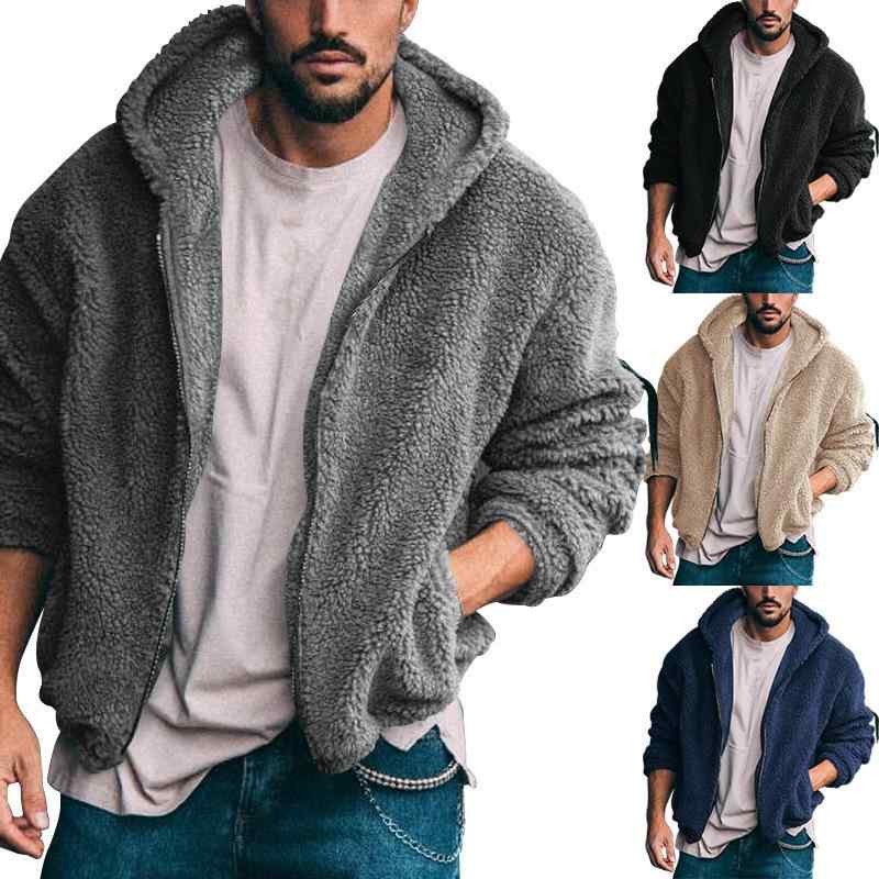 ジャケット メンズ 男性用 秋冬 フード付き ジップアップ 両面フリース 保温性アウター ポリエステル綿混 ストレートヘム ニットスリーブ 普段使い 透湿性