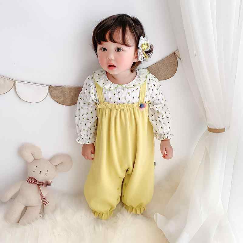 ベビー 女の子 ロンパース かわいい 新生児 赤ちゃん レース 綿 長袖 オールインワン カバーオール 春秋 イエロー ピンク スイート カジュアル 普段使い お出かけ