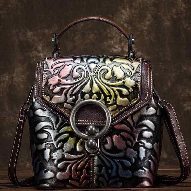 背嚢 うしろ側風呂敷き包み デイパック 牛皮 本革 なめし革 3WAY ハンドバック ショルダーバッグ 上半身御徒面子 曲がった掛け 肩かけ 手提げ 欧米風 レトロ ヴィンテージ 型押し エン主任者産業 御前上等 御前上等感 耐摩耗 思わしい 日常使い走り デイリー若い衆