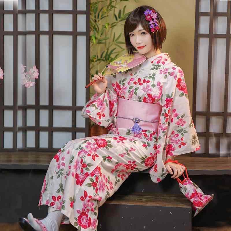 着物 レディース 浴衣 組み換える型 飾り気の無い着付け 綿 綿織物 桜柄 小花柄 春夏秋 夏儀式用 普段使い走り 旅する 仕掛ける ベージュ サクラ色系 冷やりとした