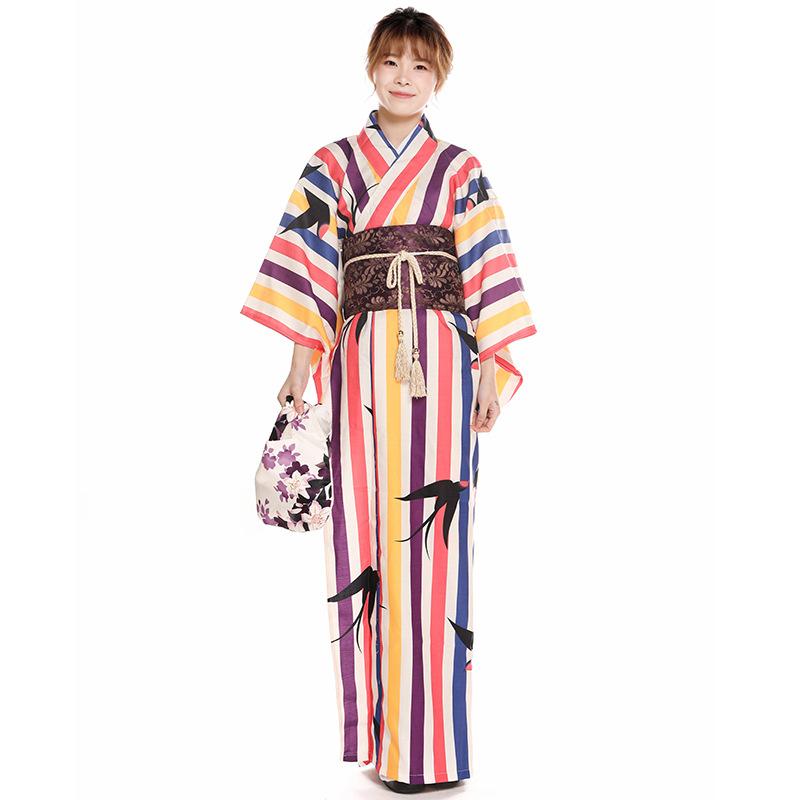 浴衣 レディース お上さん用 和今めかしい 緋色 縞飾りつけ シワになりにくい 鉄いらず ウォッシャブル ポリエステル 夏儀式用 火工品市民大会 普段使い走り 和装