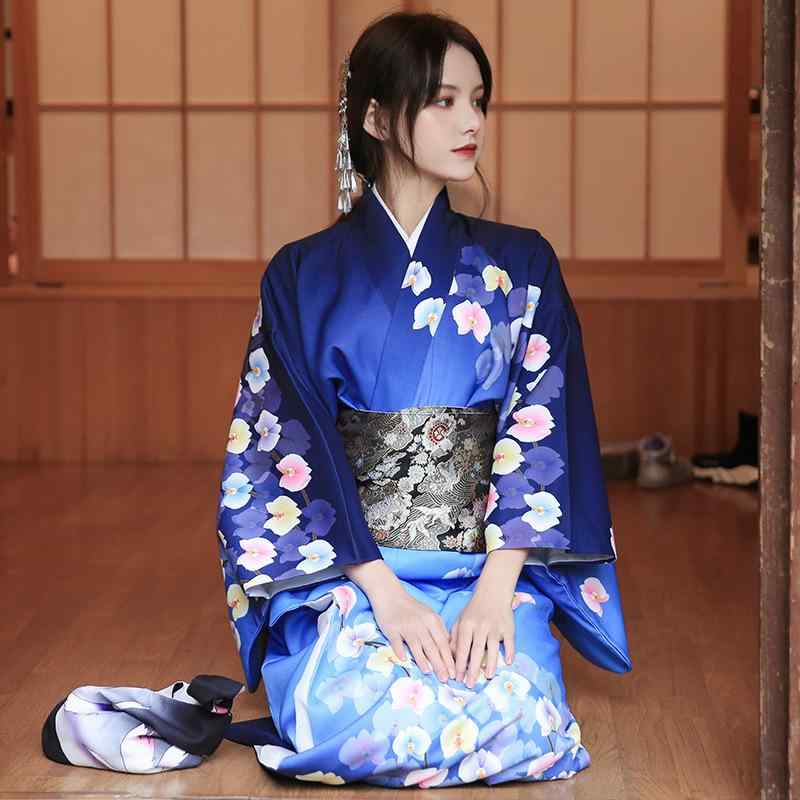 着物 レディース 御上さん用 藍色 濃紺色 夢見鳥蘭柄 秋冬 シワになりにくい 朦々たる ポリエステル 舎密学衣料繊維混紡 組みかえる版 今めかしい フォーマル 窈窕たる 窈窕たる