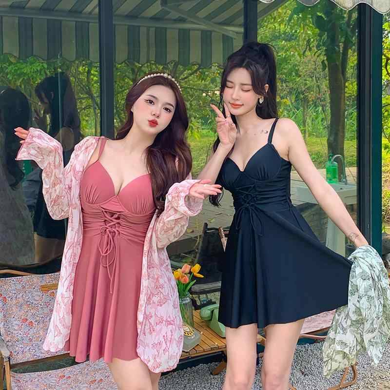 水着 レディース 大きいサイズ セクシー グラマー ビキニ 3点セット セパレート スカート 体型カバー 細見え ワイヤー入り パッド付き 温泉 リゾート 黒 ピンク