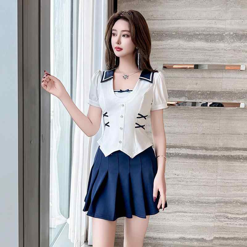 ユニフォーム レディース フットケア マッサージ エステ 美容 サロン 施術服 スリムフィット Vネック 半袖 ロングパンツ 吸湿速乾 ポリエステル スパンデックス 上下セット ネイビー｜花りぼん