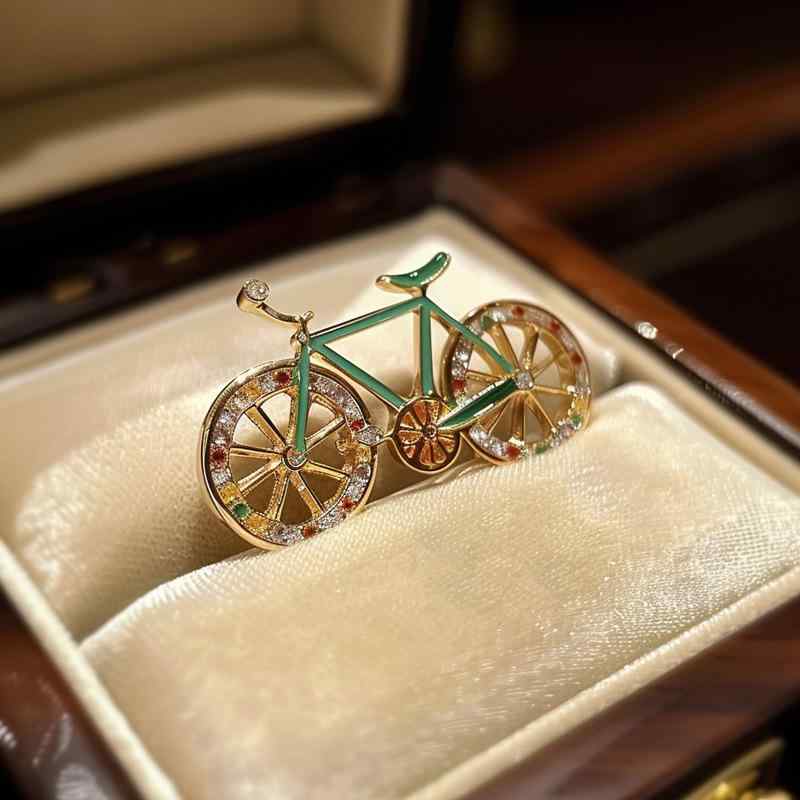 ブローチ レディース 自転車 モチーフ レトロ ヴィンテージ ライトグリーン 銅製 金メッキ ジルコニア 高級感 ファッション小物 ピンブローチ プレゼント ギフト 飾り 43,124円