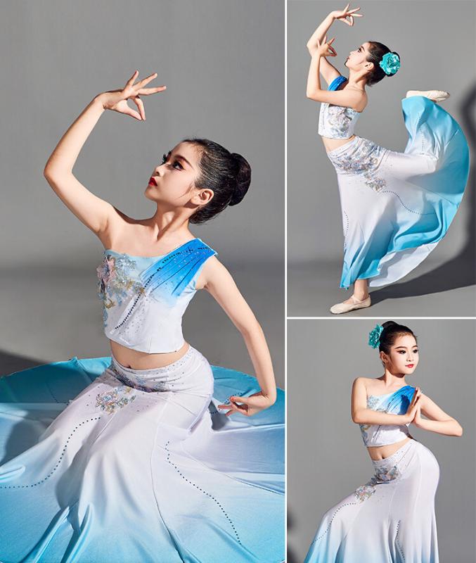 ダンス コスチューム キッズ 女の子 タイ族 民族風 エスニック グラデーション 発表会 舞台 演劇 舞踊 ソロダンス 芸術系オーディション 練習着 シェニール スパンデックス