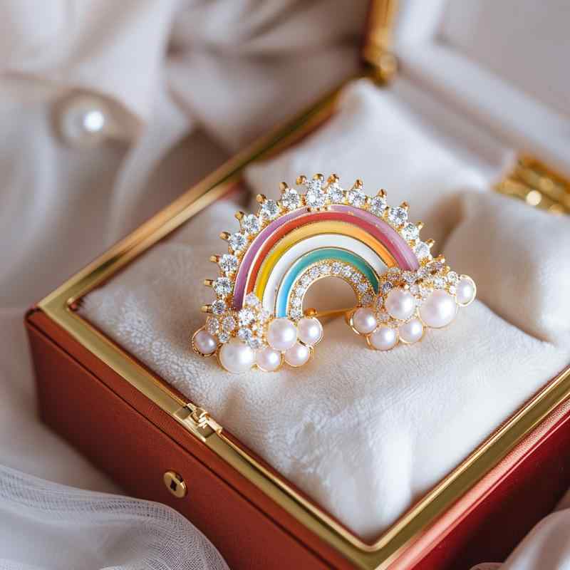 ブローチ 女性用 オリジナルデザイン エナメル 彩色 レインボー 精巧 個性的 高級感 銅製 電気メッキ加工 アクセサリー 装飾 普段使い パーティー