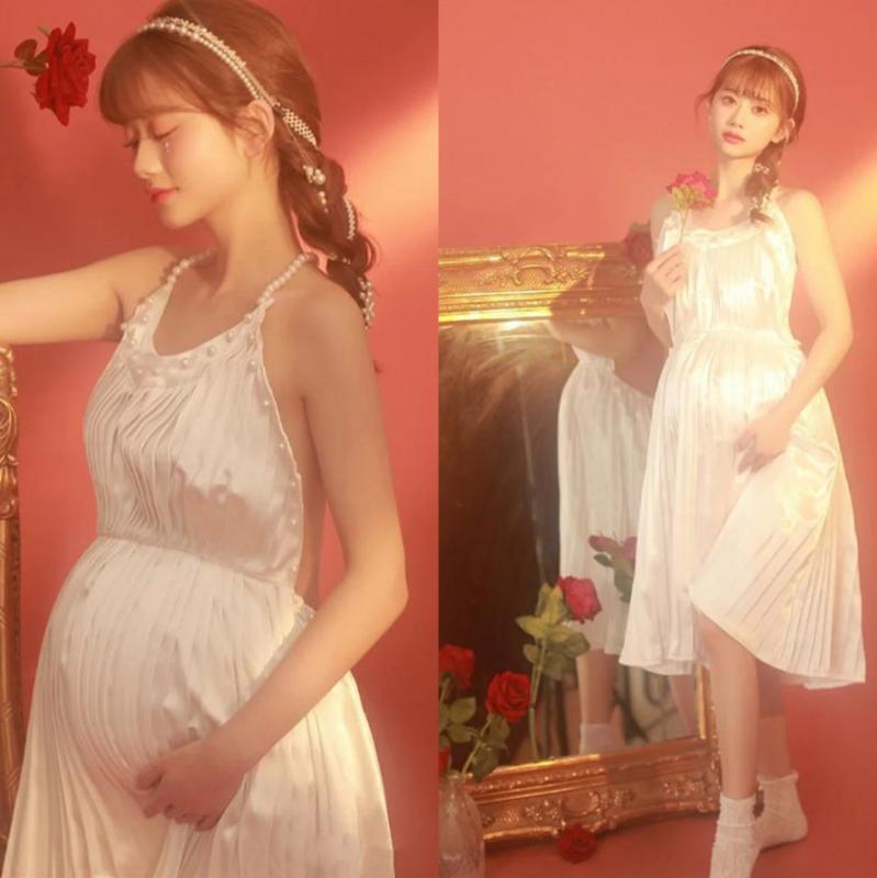 マタニティドレス 妊婦用 フォト撮影 スタジオ撮影 記念写真 バックオープン セクシー エレガント ワンピース ロング丈 伸縮性 お腹ゆったり