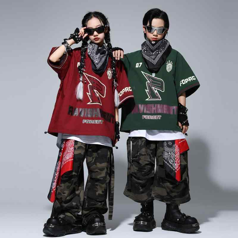 ダンス衣装 キッズ 男の子 女の子 HIPHOP ヒップホップ ストリート ジャズダンス 発表会 ステージ 練習着 パフォーマンスウェア ポリエステル おしゃれ 子供服