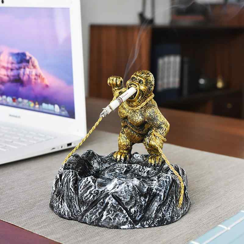 楽天市場】ゴリラセラミック灰皿 タバコ 煙草 オブジェ 動物 置物