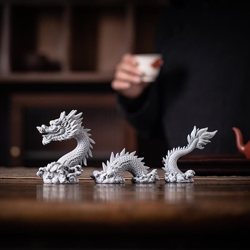 置物 ユニーク 縁起物 龍 ドラゴン 雲を駆ける 築山 ミニチュア風景 箱庭 水槽 アクアリウム 卓上 デスク 装飾 分割式デザイン 砂岩 オブジェ インテリア
