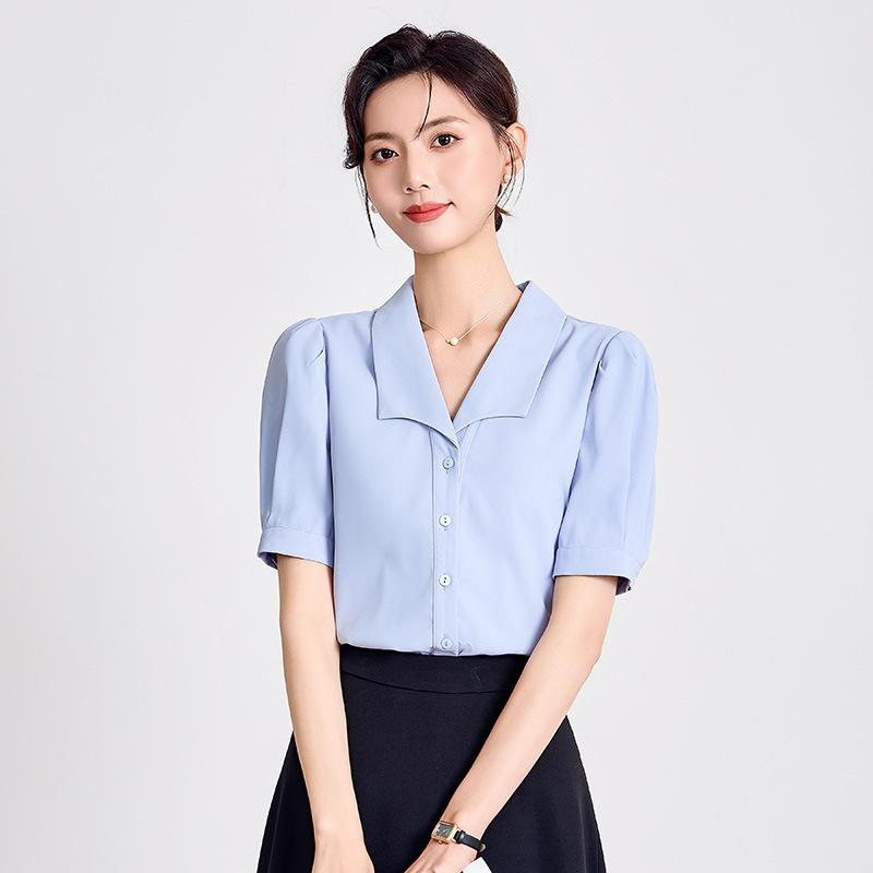 シャツ レディース セットアップ ビジネス オフィス 通勤 制服 ユニフォーム 営業職 エレガント 上品 高級感 半袖 薄手 軽量 スリムフィット 形態安定 ポリエステル スパンデックス 春夏