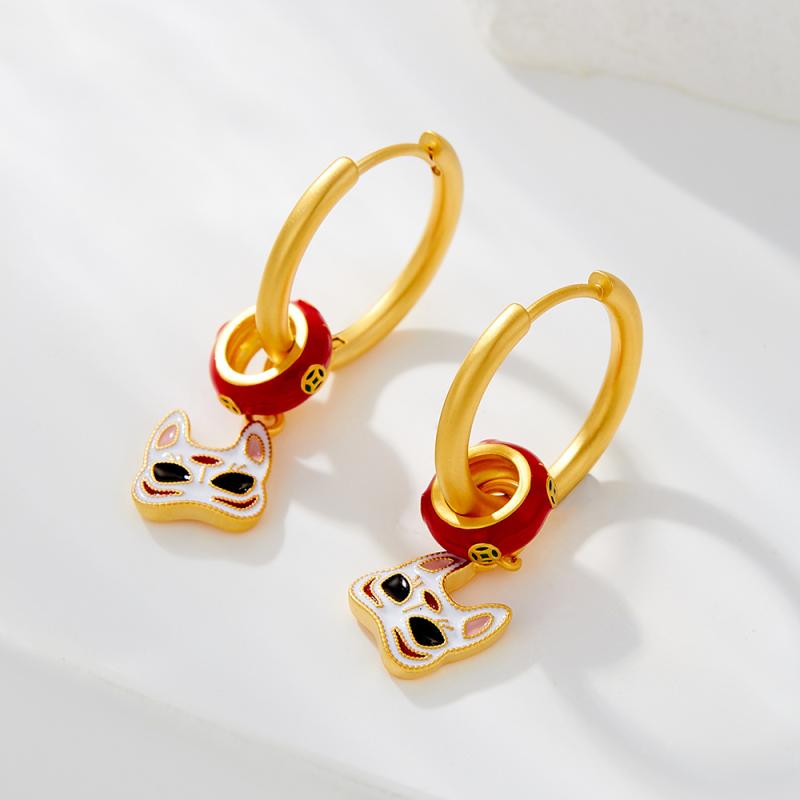 ピアス　狐　面　オレンジ　透かしパーツ　クリア　ゴールド　ビジュー　和　着物　春 楽天市場】≪彫金工房 月≫デザインピアス 天狐面の耳飾り【ピアス
