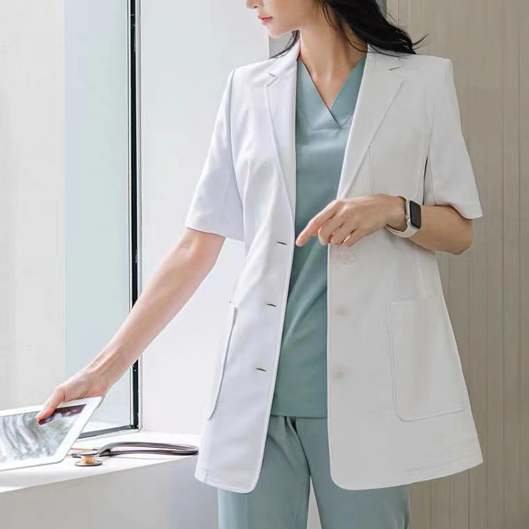 白衣 レディース メンズ お医者さん厚地の外套 白衣の天使服 スクラブ お医者さん 看護師 歯科医 美容診療 診療関与者 御役目着 綿混 スパンデックス 長袖 真っただ中丈 高品質 飛び切り