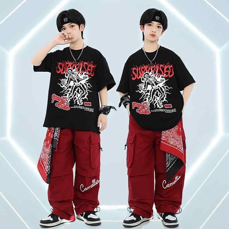 キッズ ダンス衣装 男の子 女の子 ストリート ヒップホップ ジャズ ベスト セットアップ 秋冬 発表会 ステージ パフォーマンスウェア