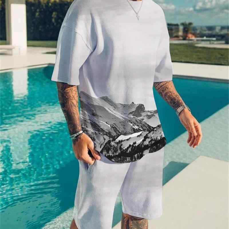 メンズ 半袖Tシャツ ショートパンツ セットアップ 上下セット キャラクター 3Dプリント スポーツウェア カジュアルウェア 大きいサイズ ポリエステル 夏