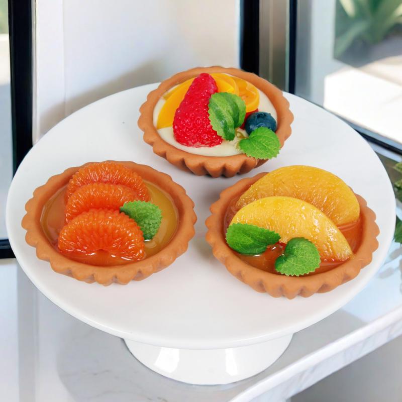 食品サンプル 欧風 フルーツタルト エッグタルト 模型 フェイクフード インテリア 置物 飾り ショーケース ディスプレイ 店舗用 冷蔵庫マグネット