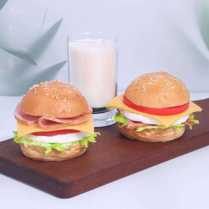 食品サンプル ハンバーガー模型 リアル 本物そっくり 精巧 バター トマト チーズ PVC製 ディスプレイ 店舗 ショーケース インテリア 置物 撮影小道具 フェイクフード