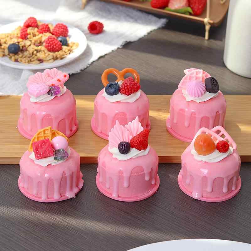 冷蔵庫マグネット フェイクケーキ ジャムケーキ ミニチュア スイーツモデル リアル 食品サンプル 置物 インテリア飾り 手作り風 ピンク ブラウン 6個セット