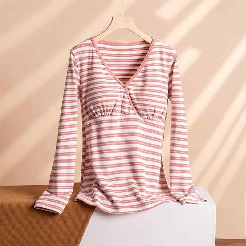 パジャマ レディース マタニティ 産後服 綿 コットン 大きいサイズ ゆったり 長袖 クロスデザイン トップス ルームウェア 秋冬