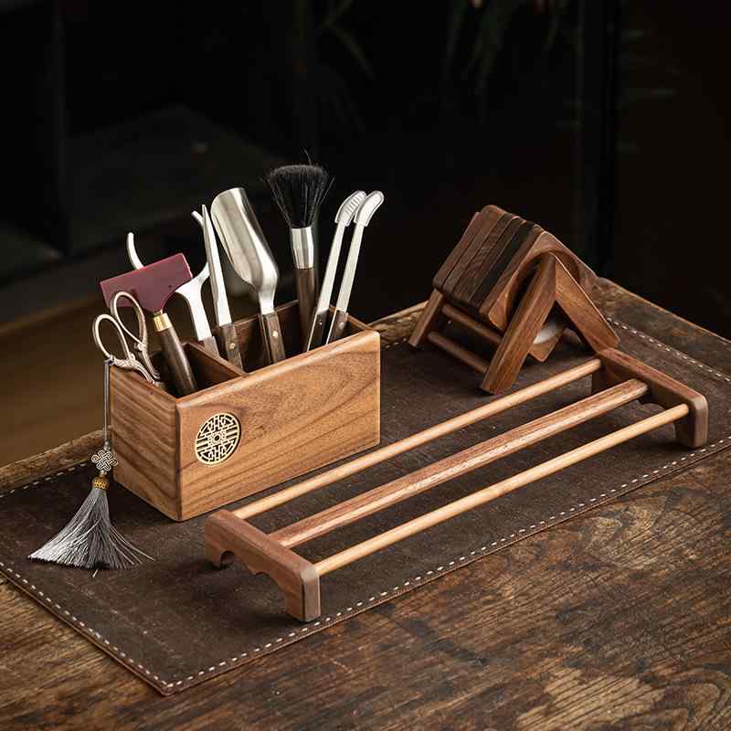 茶道具 茶道六君子仕掛ける 黒胡桃木 ウォール中毒者 茶挟 茶葉バサミ 茶刷子 茶器照明ランプ 木製 お茶道具 和今めかしい 喫茶物の具 差し上げ物 差し上げ物 雅びやか