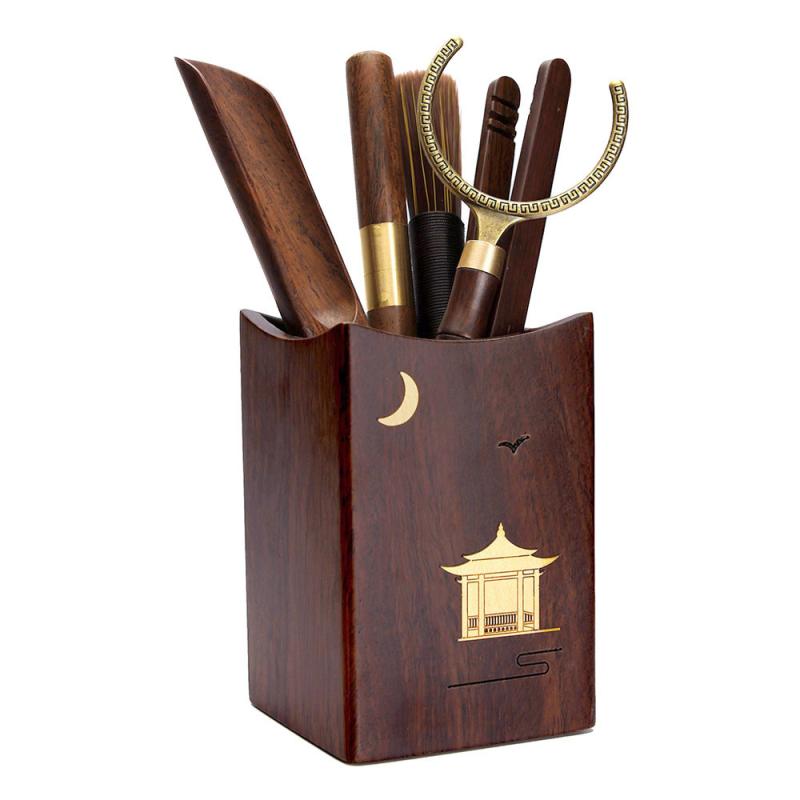 茶道具 黒檀 木製 茶道六君子 セット 功夫茶器 お茶入れ用具 茶道用品 茶挟 茶匙 茶刀 和モダン 新中国風 本格的 高級感|花りぼん