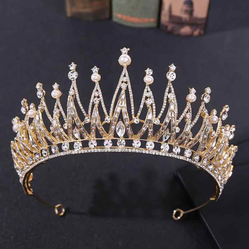 ヘッドドレス 女性用 ウェディング 結婚式 花嫁 豪華 クリスタル ラインストーン ティアラ クラウン ブライダルヘアアクセサリー 披露宴 二次会 シルバー ゴールドカラー