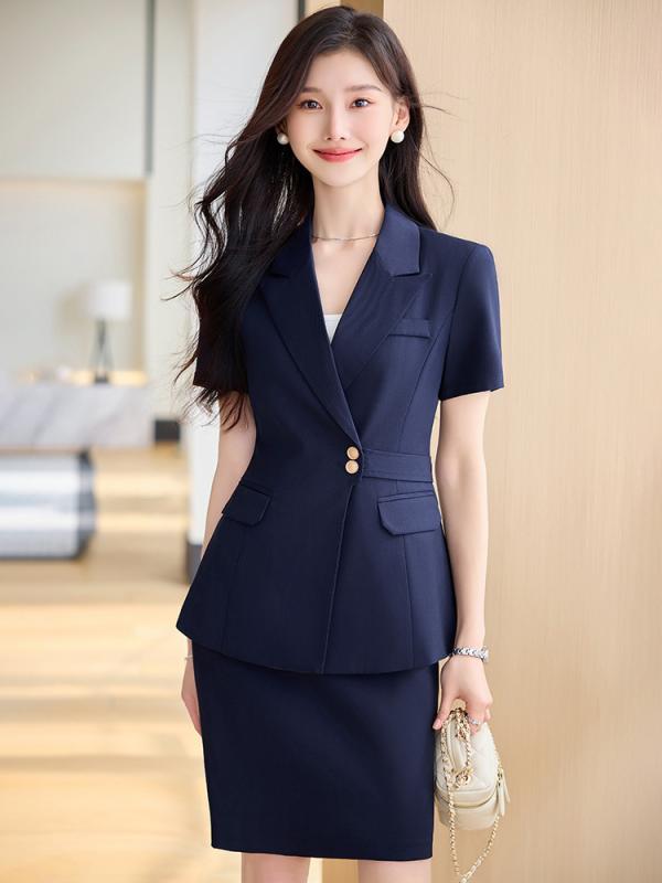 背広 セットアップ レディース 半袖 春夏 商行為 執務室 通い かまい付ける ユニフォーム 制服 雅びやか 雅びやか 好いたらしいめ ポリエステル