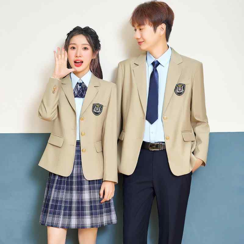 セットアップ ユニセックス ショート丈ジャケット プリーツスカート スクール風 制服風 JK風 高級感 エレガント 春秋 通学 オフィス フォーマル ポリエステル レーヨン混