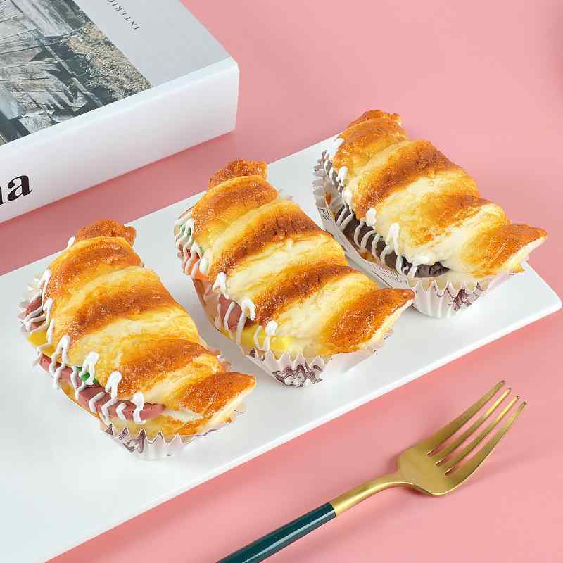 食品サンプル PU製 フェイクフード クロワッサン ハム野菜サラダブレッド 冷蔵庫マグネット リアル ディスプレイ モダン インテリア雑貨