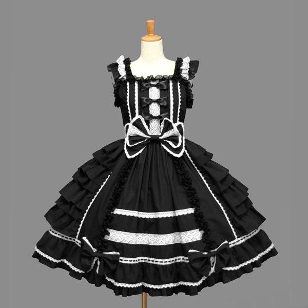 ワンピース レディース ロリータ ゴスロリ 学院風 宮廷 洋装 ドレス 舞台衣装 コスプレ イベント 長袖 ブラック コットン｜花りぼん 11,588円