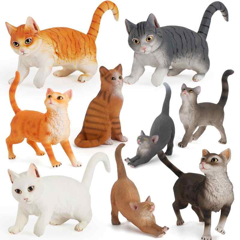 フィギュア キッズ 子供 リアル 猫 動物 模型 PVC製 置物 セット コレクション 黒 白 茶色 グレー 黄色 立ち姿 寝姿 遊びおもちゃ