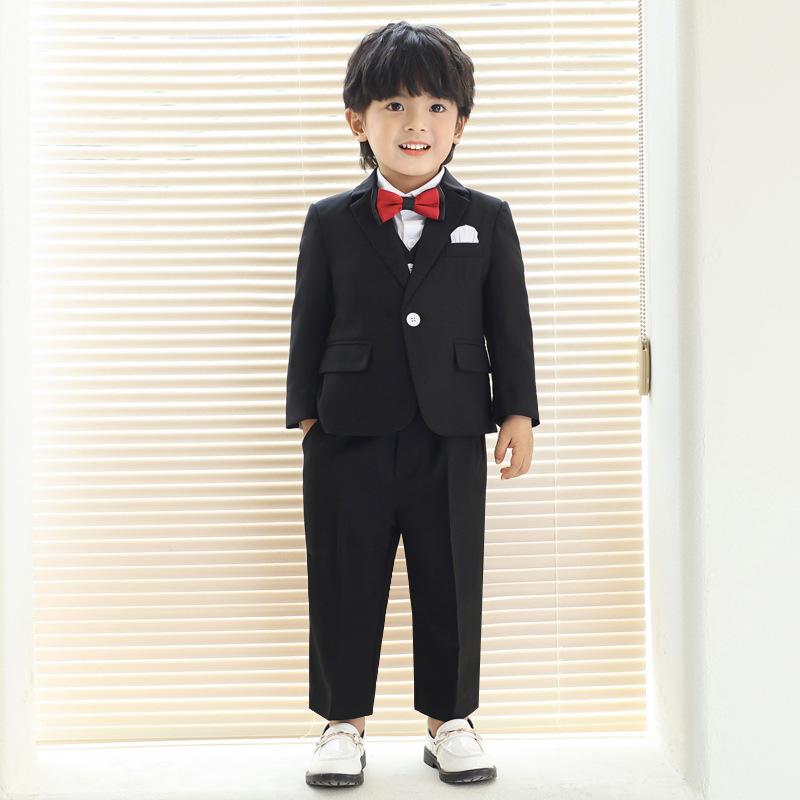 スーツ 男の子 キッズ フォーマル セットアップ 結婚式 発表会 入学式 卒業式 七五三 冠婚葬祭 礼服 シングルブレスト 柔らかい ブリティッシュ 韓国風 黒 白