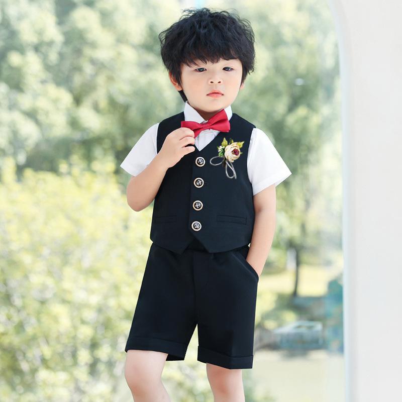 フォーマルスーツ キッズ 男の子 ベスト ロングパンツ ショートパンツ セットアップ 結婚式 発表会 誕生日 記念日 七五三 入園式 卒園式 入学式 卒業式 イギリス風 無地 ポリエステル混紡 上品