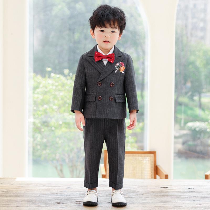 キッズ 男の子 ボーイズ フォーマルスーツ 礼服 セットアップ 長袖 ダブルボタン テーラードカラー 秋冬 裏起毛 結婚式 発表会 誕生日 七五三 卒園式 入学式 英国風