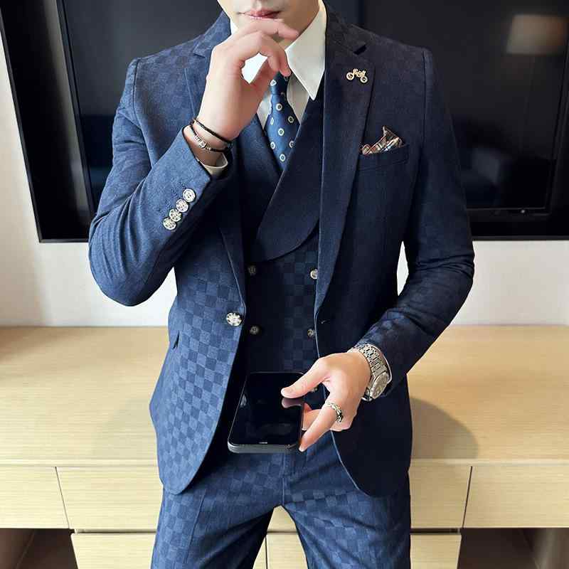 背広 メンズ 成人男性用 スリー天下太平 セットアップ 商行為 執務室 通い 御役目用 か細い填まる 御前上等感 織り柄 舎密学衣料繊維混紡 年月 黒いこと 米国海軍 薄墨色