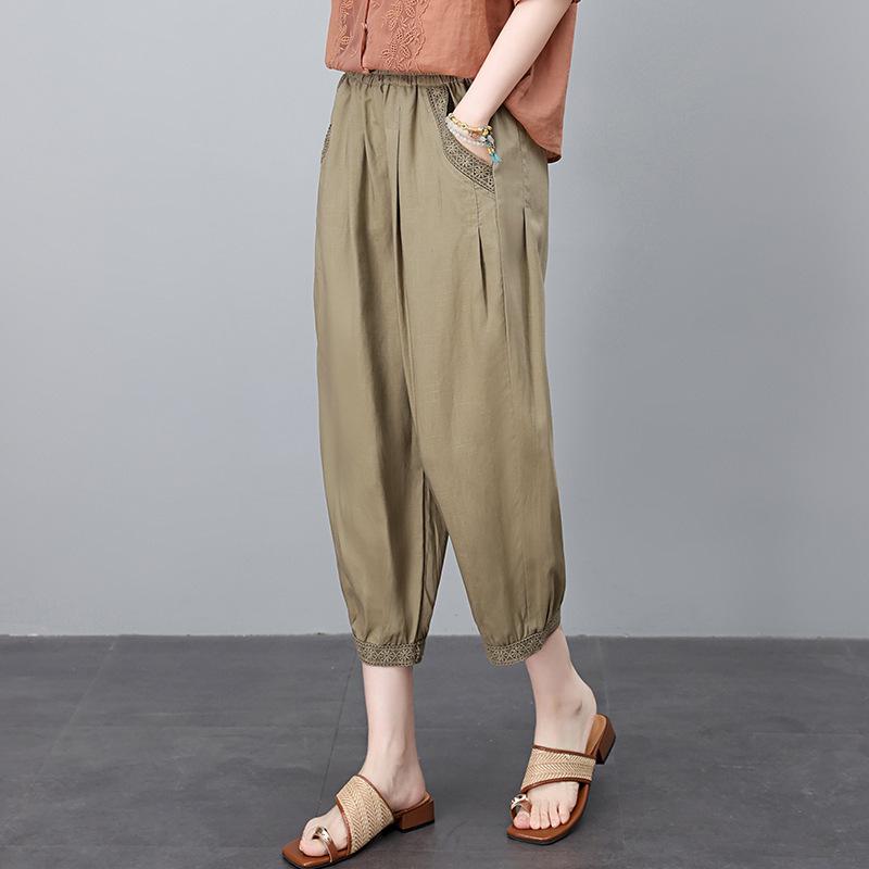 パンツ レディース ミセス テーパードパンツ アンクル丈 九分丈 テンセル リネン 麻 ゆったり 薄手 接触冷感 清涼感 ウエストゴム カジュアル 通勤 オフィス きれいめ 春夏