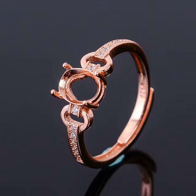 指輪 レディース 925シルバー アクセサリー ジュエリー ハンドジュエリー 18Kホワイトゴールドメッキ ローズゴールドメッキ 楕円 オープンリング フリーサイズ 調節可能 空枠