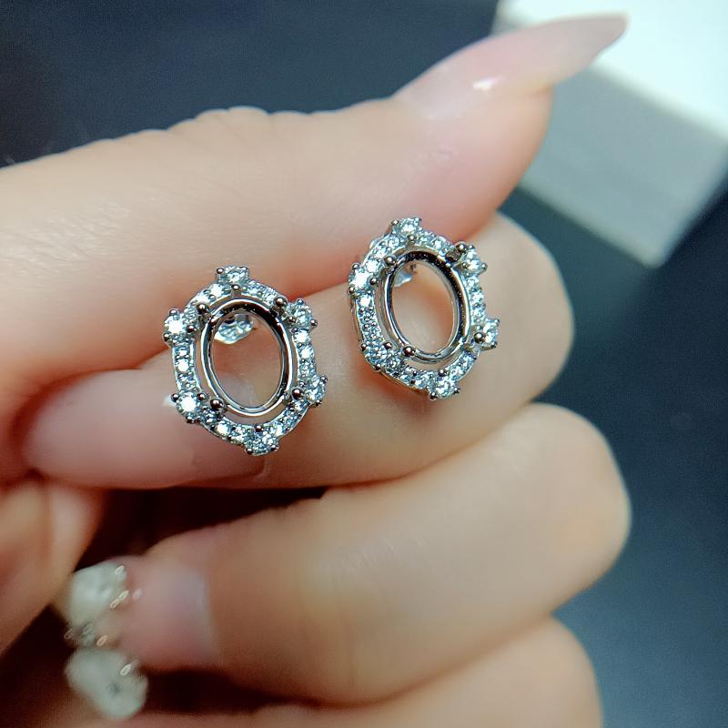 ピアス レディース S925 シルバー 空枠 オーバル プラチナカラー ローズゴールドカラー シンプル 上品 大人かわいい デイリーユース｜花りぼん
